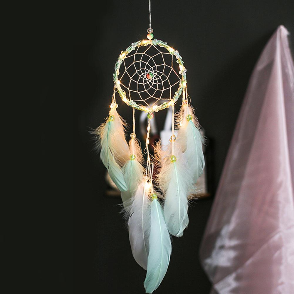 HN Wakan Tanka Handmade Dream Catcher Quà tặng với đèn LED Dreamcatcher Mặt dây chuyền Chuông gió sáng tạo Treo tường