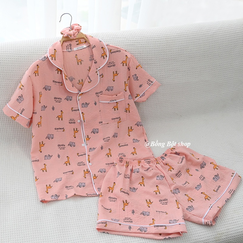 [TẶNG KÈM SCRUNCHIES] BỘ NGỦ MẶC NHÀ XỐP HOẠ TIẾT  HOT HÈ 2022