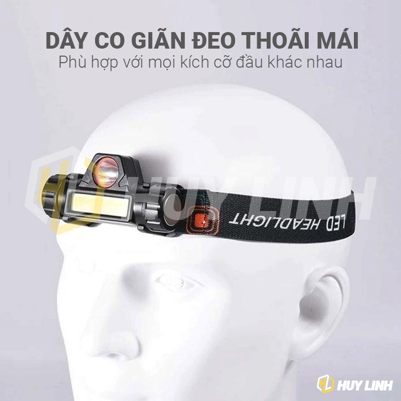 Đèn pin đội đầu siêu sáng Q5 - Có nam châm pin 18650 có hỗ trợ sạc lại qua cổng USB Micro