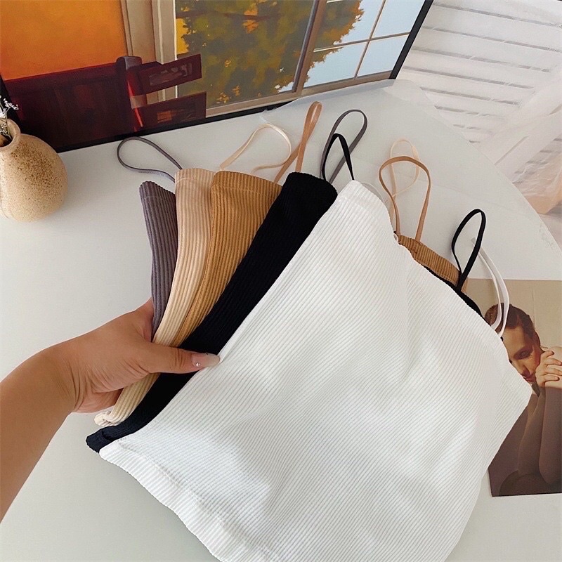 Áo Bra Nữ Quây Tăm 2 Dây Dáng Dài Có Mút Ngực Gam Màu Pastel Quyến Rũ LACELIPS