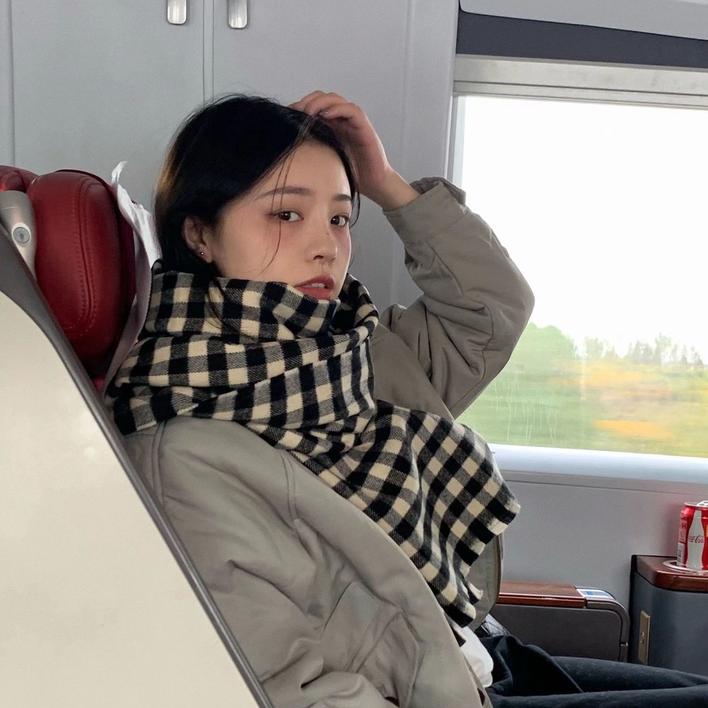 Khăn Choàng Cổ Giữ Ấm Phong Cách Retro Hàn Quốc Cho Nữ