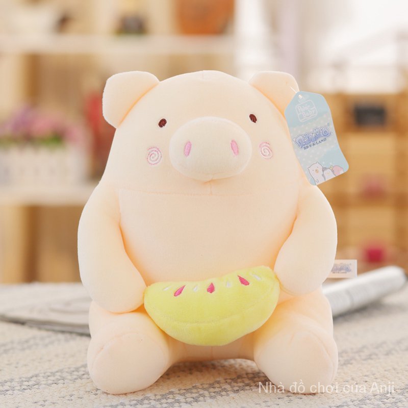 4 Colors Stuffed Animal Fruit Cute Pig Plush Watermelon Banana Strawberry Kiwi Fruit Toy Stuffed Pig Toy Soft Plushie Squishy Love Pig Comforting Gift