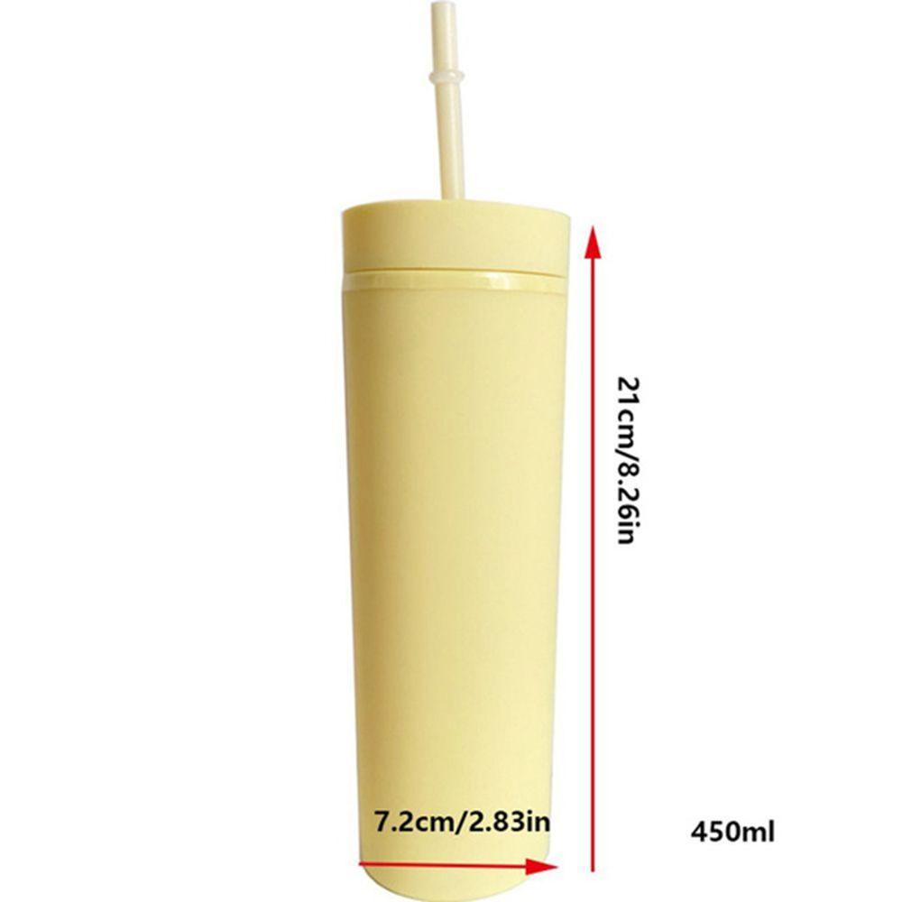 Bình Nước Nhựa Hai Lớp Kèm Ống Hút 16Oz Thiết Kế Thanh Lịch