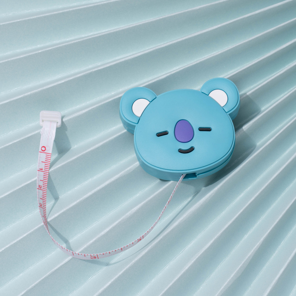 BTS Cartoon BT21 Small Tape Measure Cute Portable Waistline Measuring Tape Clothes Ruler 1m Soft Rubber Flexible Ruler