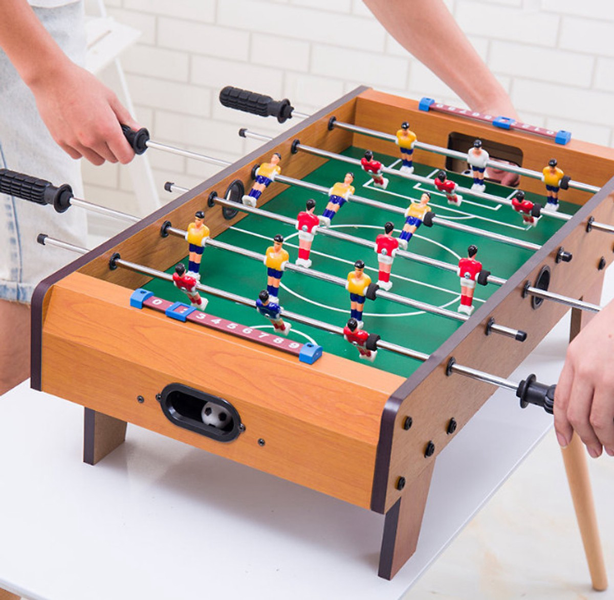 Bàn Đá Banh Mini - Đồ Chơi Bàn Bi Lắc Bóng Đá Table Top Foosball Trẻ Em, Luyện Phản Xạ, Trẻ Thông Minh