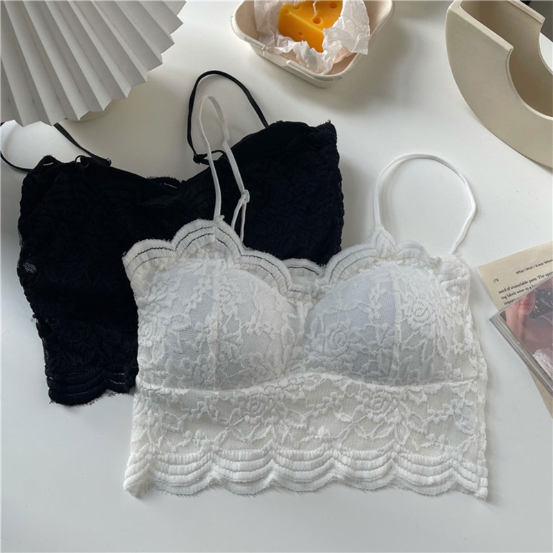 Áo Lửng Hai Dây Cổ Chữ V Phối Ren Hoa Có Mút Đệm Ngực Thời Trang Mùa Hè Quyến Rũ Dành Cho