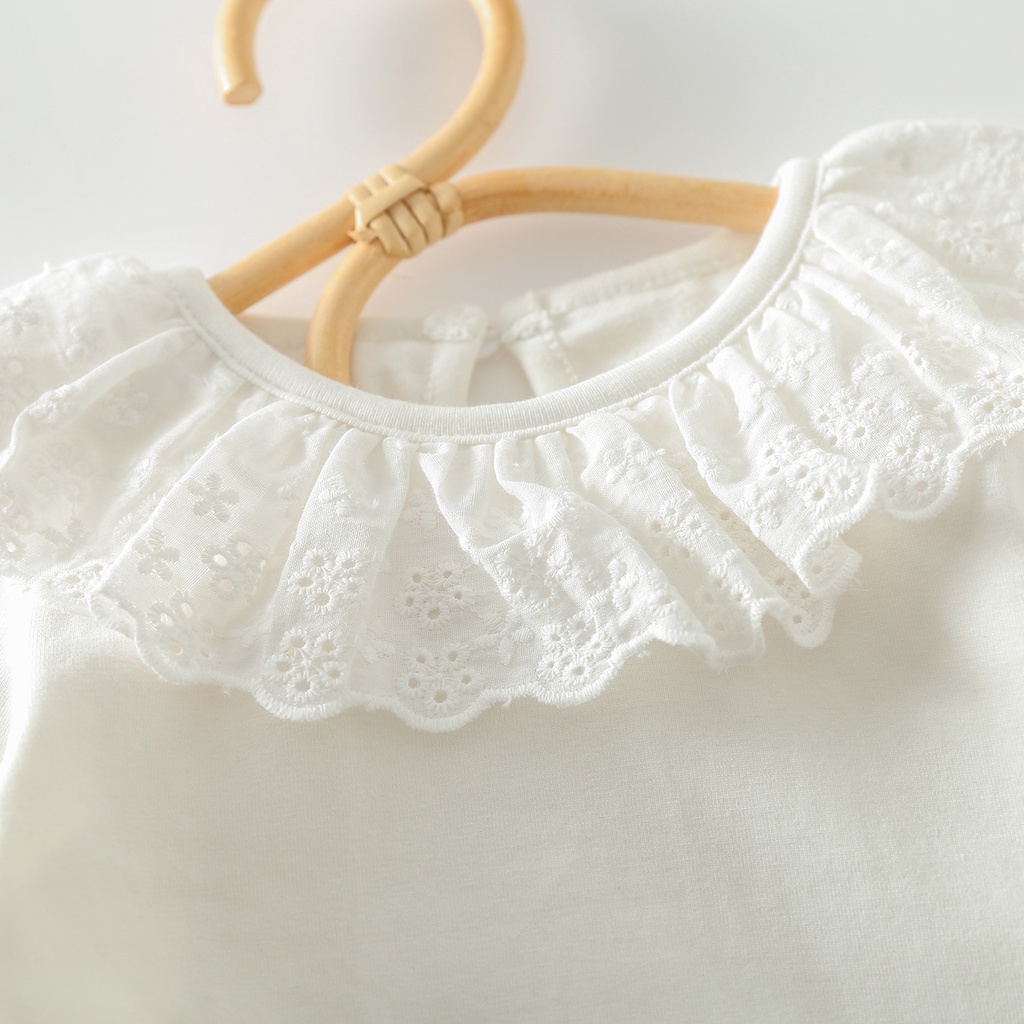 Áo cổ búp bê màu trơn thời trang mùa thu cho bé gái