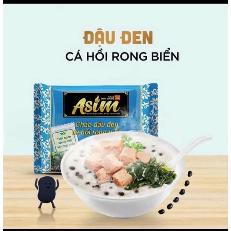 Thùng 30 gói Cháo Asim Vị Đậu Đen Cá Hồi Rong Biển(72g)