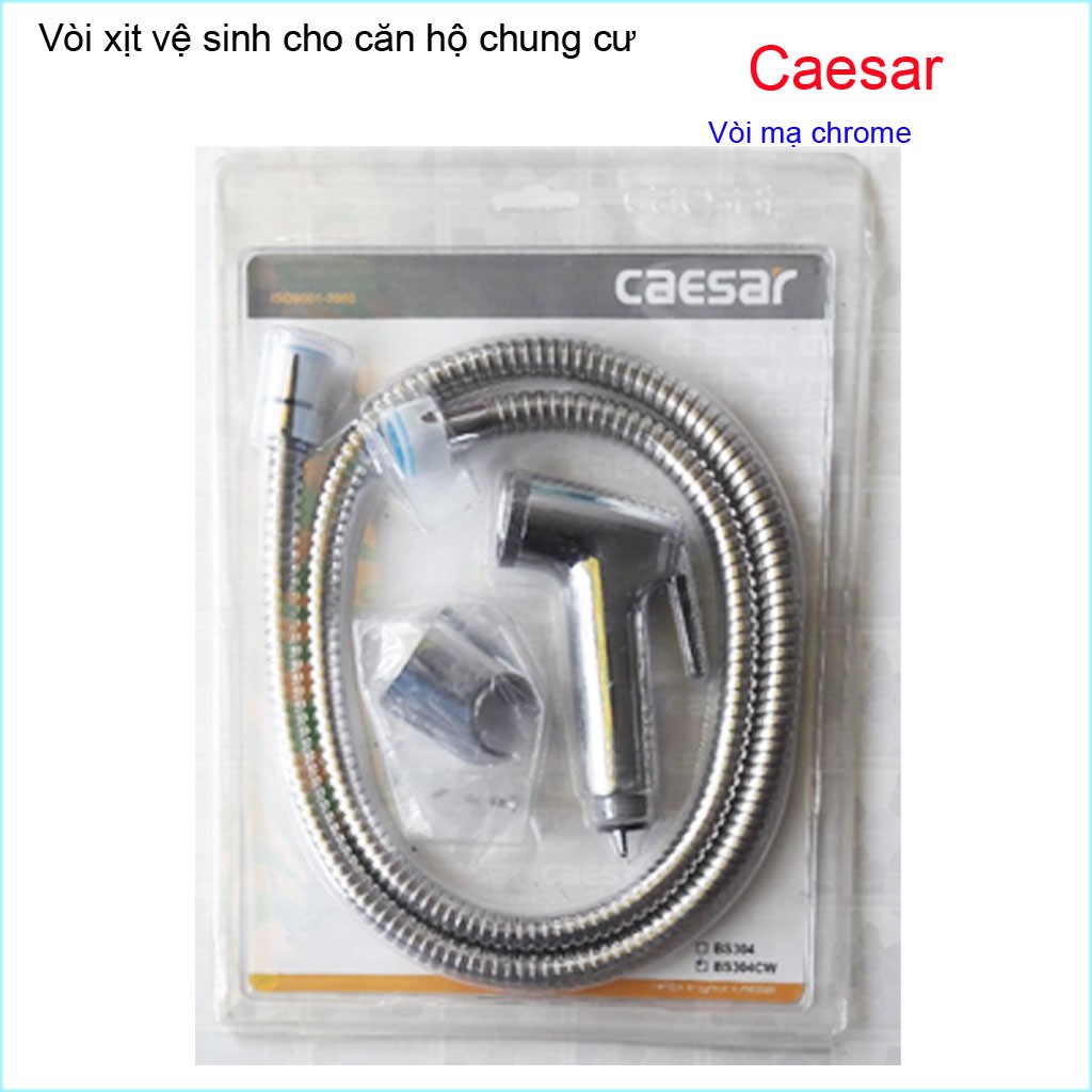 Vòi xịt vệ sinh Caesar KAG-BS304CW màu inox giữ nước và vòi rửa chiu áp lực mạnh chung cư nhà cao tầng siêu bền sử dụng