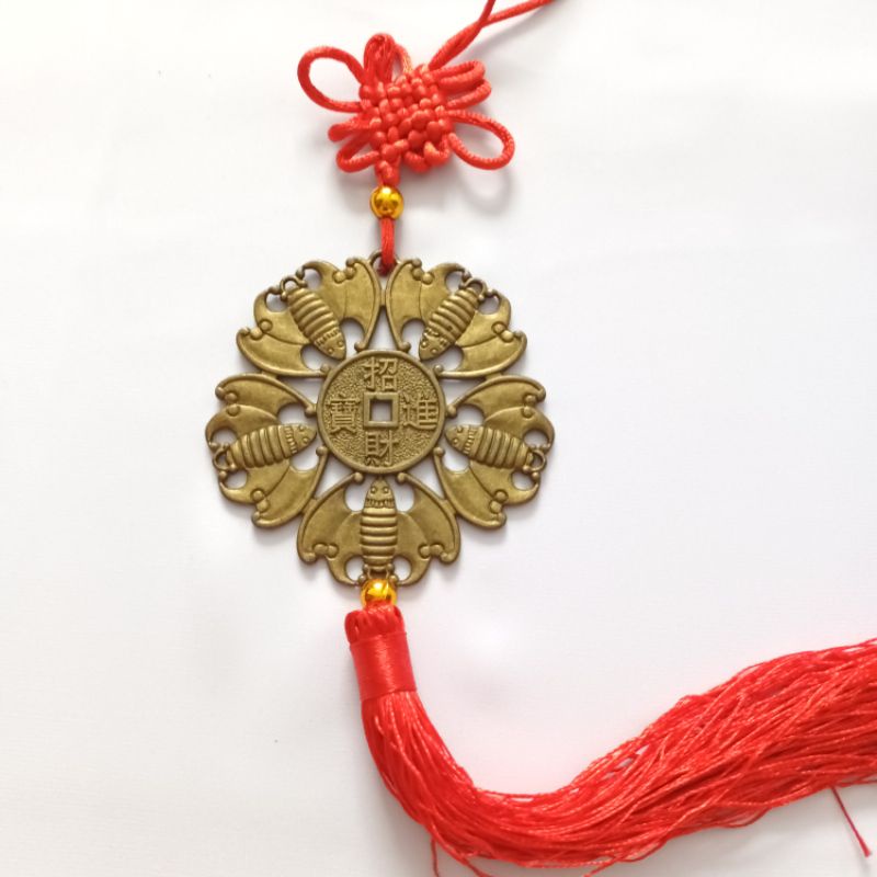 Đồng xu 5 con dơi lớn treo xe, treo phòng khách, trấn trạch, quầy thu ngân, sử dụng thuật phong thủy