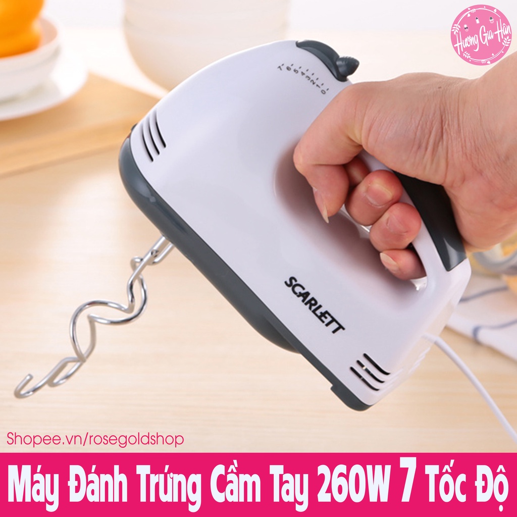 Máy Đánh Trứng Cầm Tay Scarlett 260W 7 Tốc Độ Kèm 2 Que Đánh Trứng, 2 Que Đánh Bột