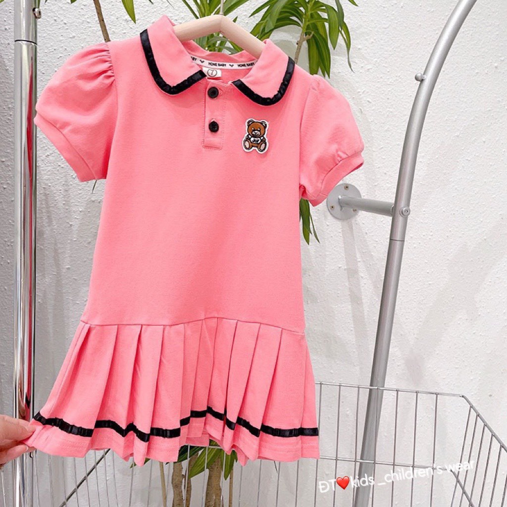 Váy Cotton viền đen cho bé gái