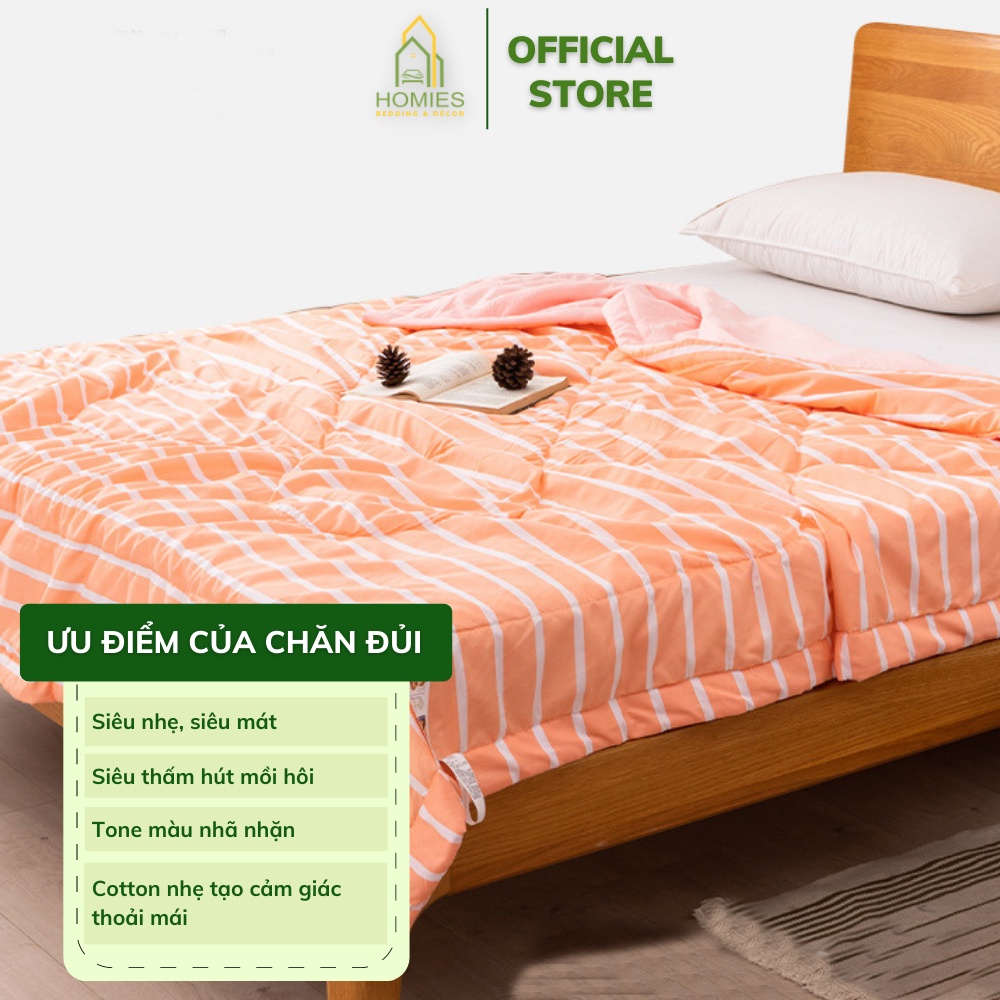 Chăn Đũi Hè Thu HOMIES Bedding &amp; Décor Vải Đũi Hoạ Tiết Hàn Quốc Siêu Mềm Mại Thoáng Mát Mùa Hè Kích Thước 2m x 2m3
