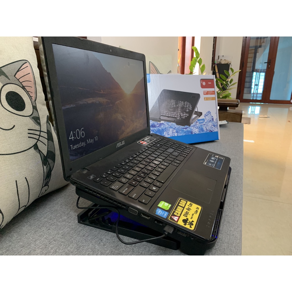❤️KeyyStore❤️ Đế tản nhiệt Laptop 14 15 16 17 inch Cooling Pad N99 - 2 quạt đèn led có nấc nâng lên hạ xuống cho laptop