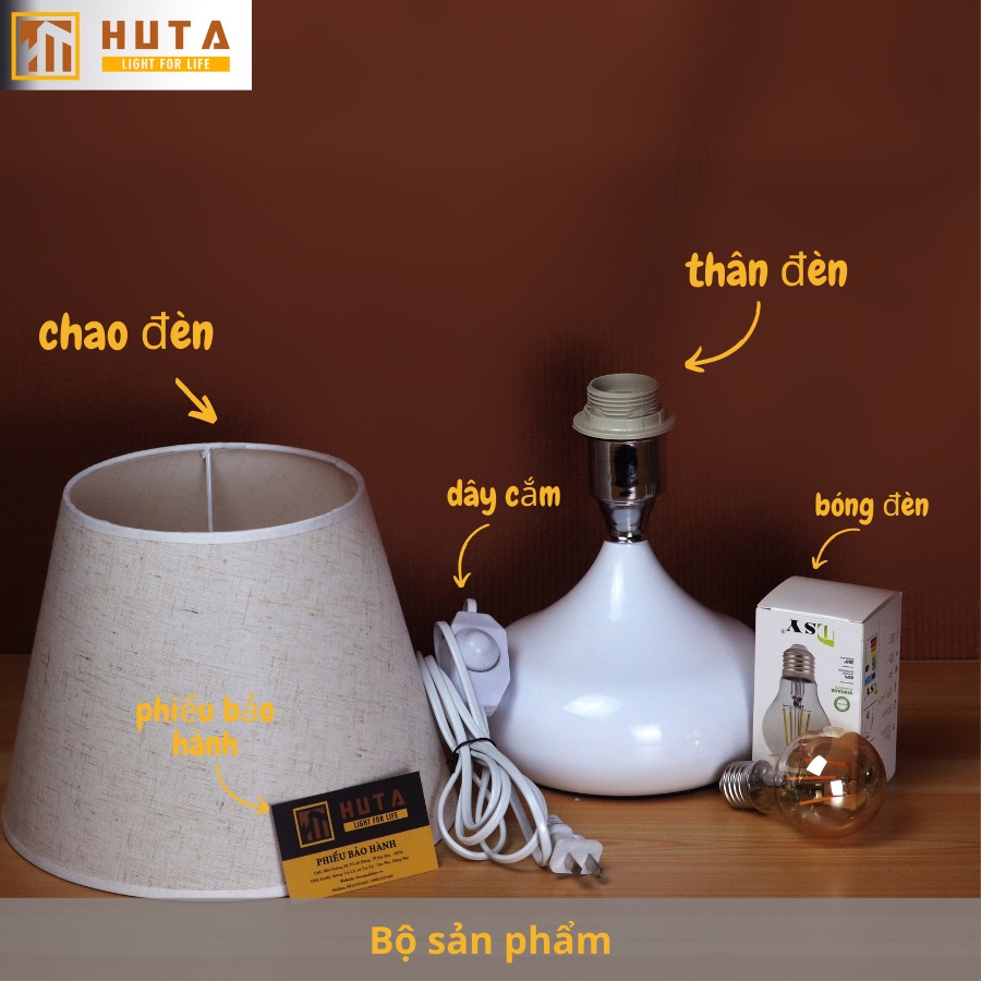 Đèn Ngủ Để Bàn Điều Chỉnh Độ Sáng Thân Thép, Ánh Sáng Led Vàng, Dùng Decor Phòng Ngủ, Đặt Đầu Giường, Mã T4