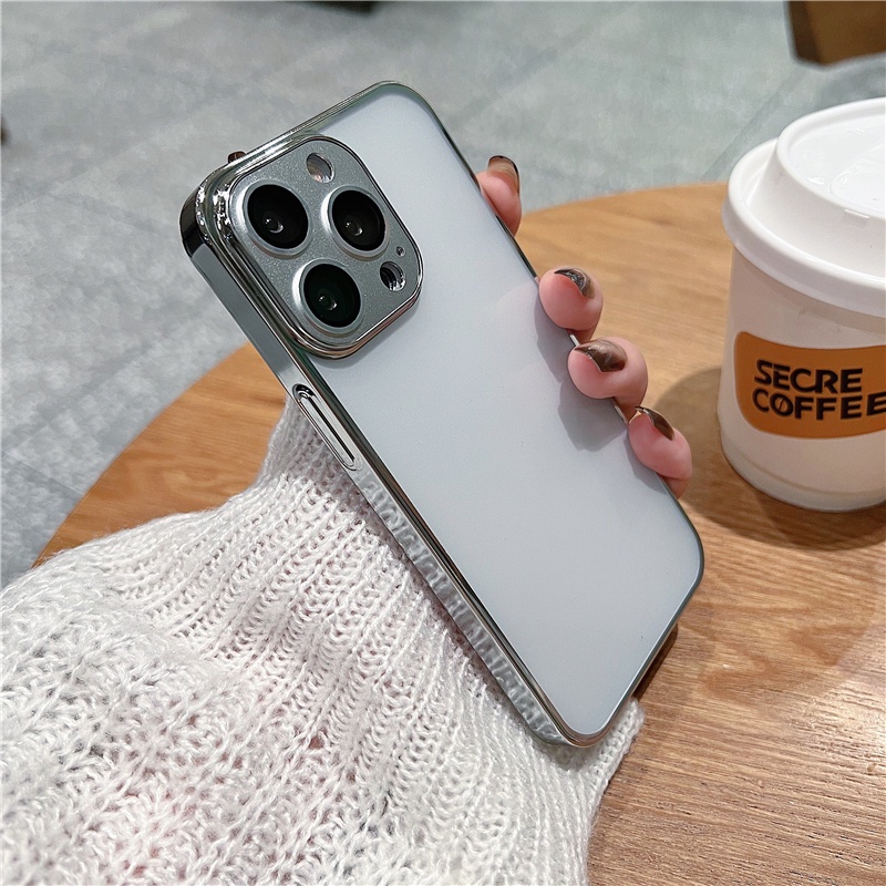 Ốp Điện Thoại Silicon Cứng Chống Sốc Siêu Mỏng Mạ Điện Cho iPhone 12 13 Pro Max Luxury IP13