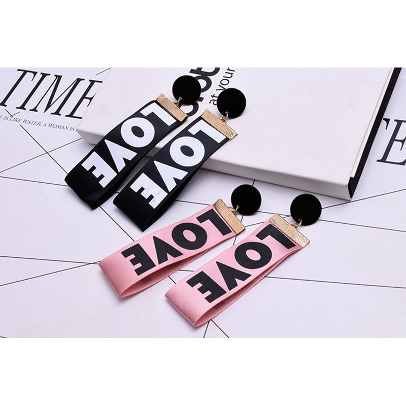 (3 màu) Bông tai tua rua hàn quốc tiểu thư khuyên tai Love trang sức phụ kiện nữ phong cách Hàn Quốc dễ thương