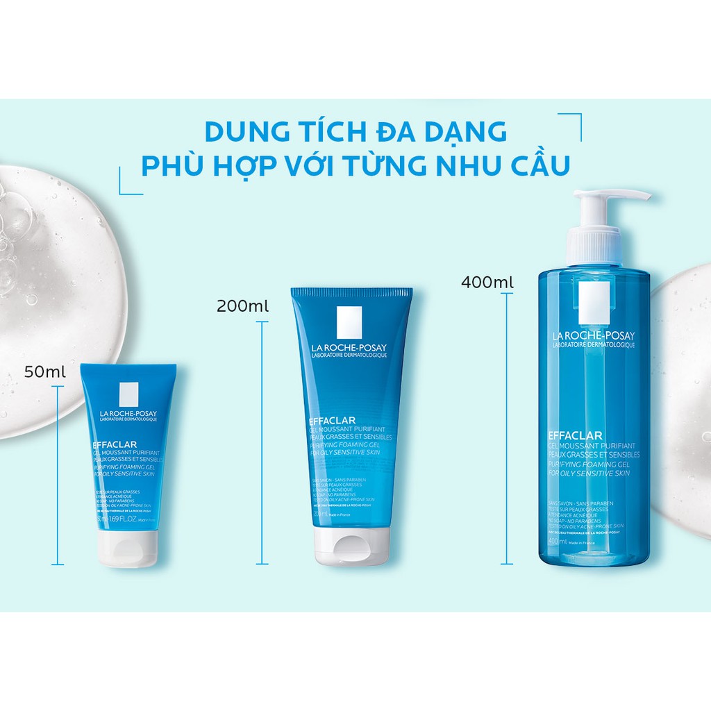 [CHÍNH HÃNG] Gel Rửa Mặt Cho Da Dầu - Hỗn Hợp - Da Mụn LarochePosay Effaclar