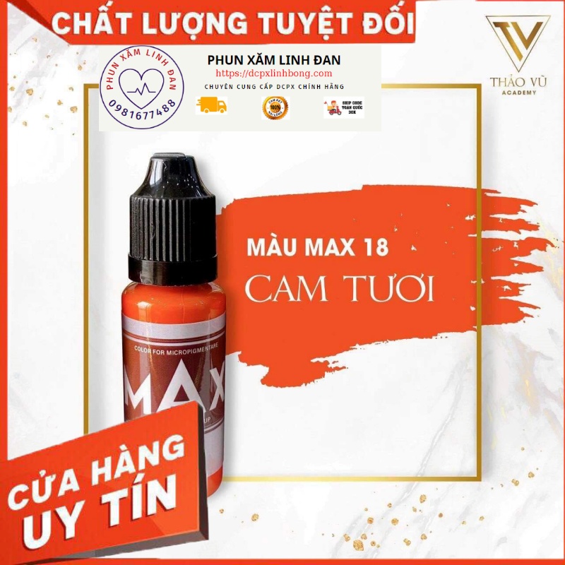 Mực MAX Phun Xăm Hữu Cơ  Siêu Bám 👄Môi 12ML 👍 Mày 18ML 👍Chính Hãng