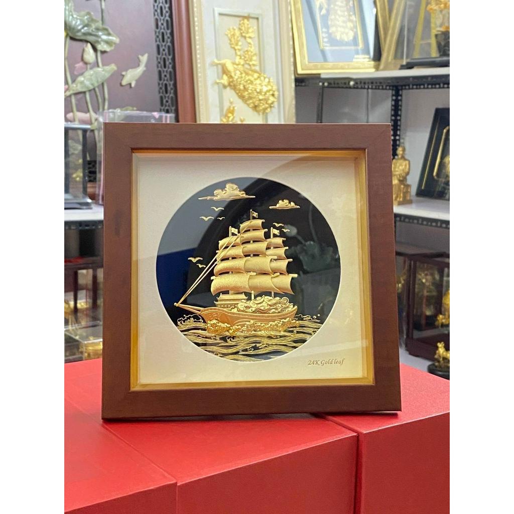 Tranh Thuận Buồm Xuôi Gió Vàng Lá Kích Thước 20 x 20 cm Biểu Tượng Của Thành Công Khung Decor