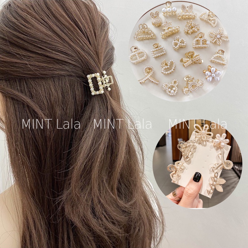 Kẹp Tóc Nhỏ Đính Đá Hạt Trai Kẹp Tóc Mái, Nửa Đầu Hàn Quốc Xinh Xắn