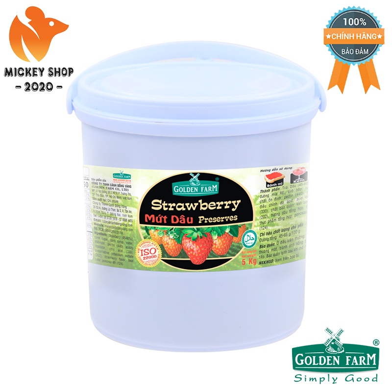 [ MUA NHIỀU ] MỨT GOLDEN FARM HỘP 5KG CÁC HƯƠNG: Dâu ,  Cam , Khúc Bồn Tử , Nho , Thơm , Dâu Tằm
