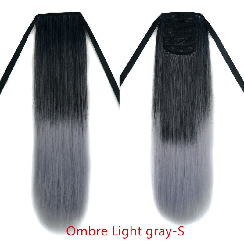 Tóc Đuôi Ngựa Giả 55cm Màu Đen Xám Ombre Thời Trang Cho Nữ