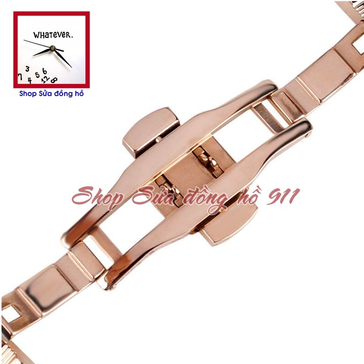 Dây đồng hồ kim loại cao cấp mắt đúc, khóa bướm. Màu Vàng hồng - Rose Gold