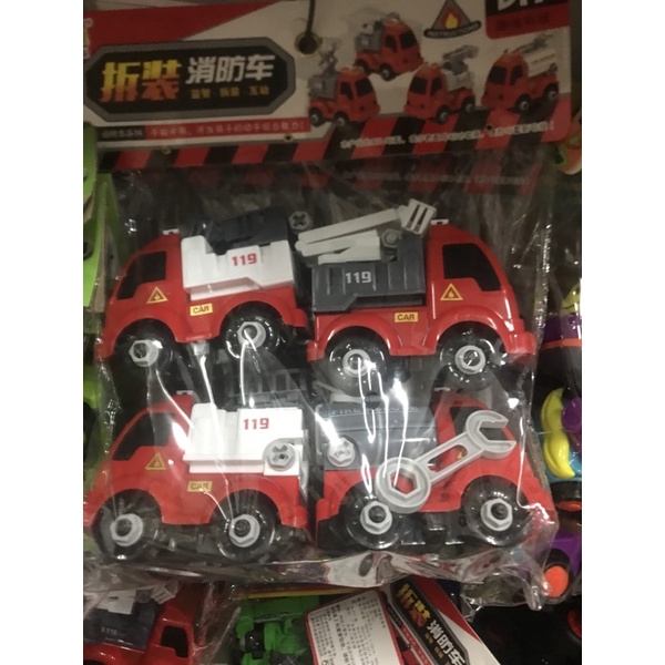 Bộ 4 xe cứu hỏa tháo ráp