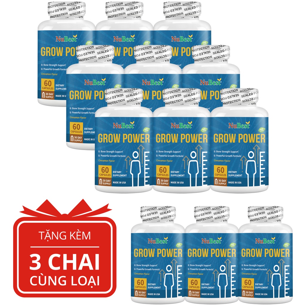 [Combo 9 Tặng 3 Cho Độ Tuổi 10-20] TPBVSK hỗ trợ Tăng Chiều Cao Grow Power thương hiệu NuBest