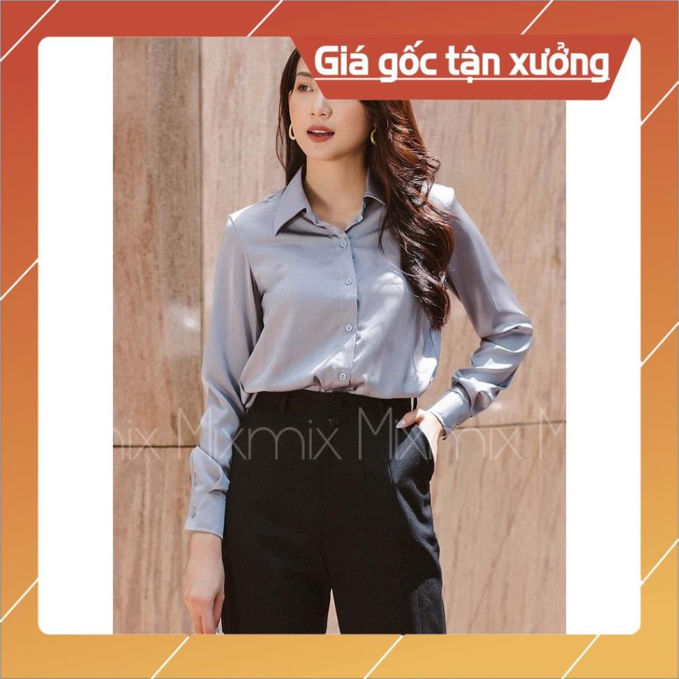 [Chất lượng số 1] Áo sơ mi nữ công sở cao cấp kiểu Hàn Quốc trơn tay dài màu Trắng+ Đen +Xám+ Xanh+Nâu GLORIA SHOP SM-02 | BigBuy360 - bigbuy360.vn