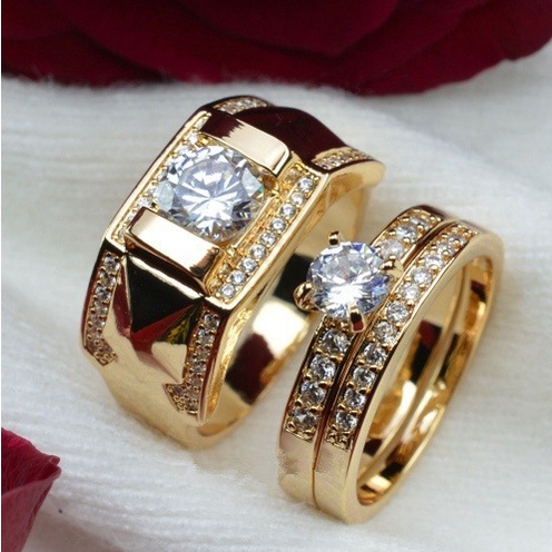 Nhẫn Mạ Vàng 18k Đính Kim Cương Nhân Tạo Phong Cách Âu Mỹ Thời Trang Cho Nam Nữ