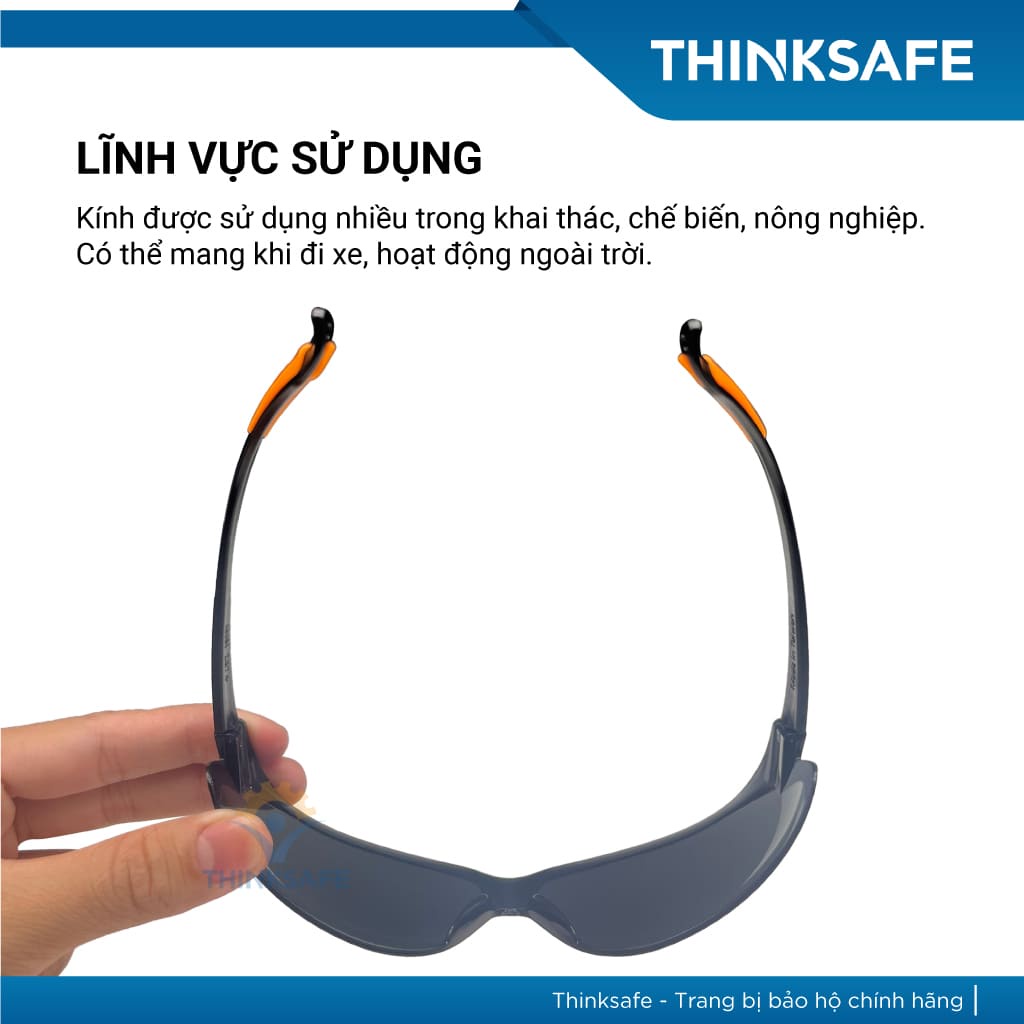 Kính bảo hộ EV202 màu đen chống chói, chống bụi, chống tia UV, chống mờ sương Kính chống bụi đi đường - THINKSAFE
