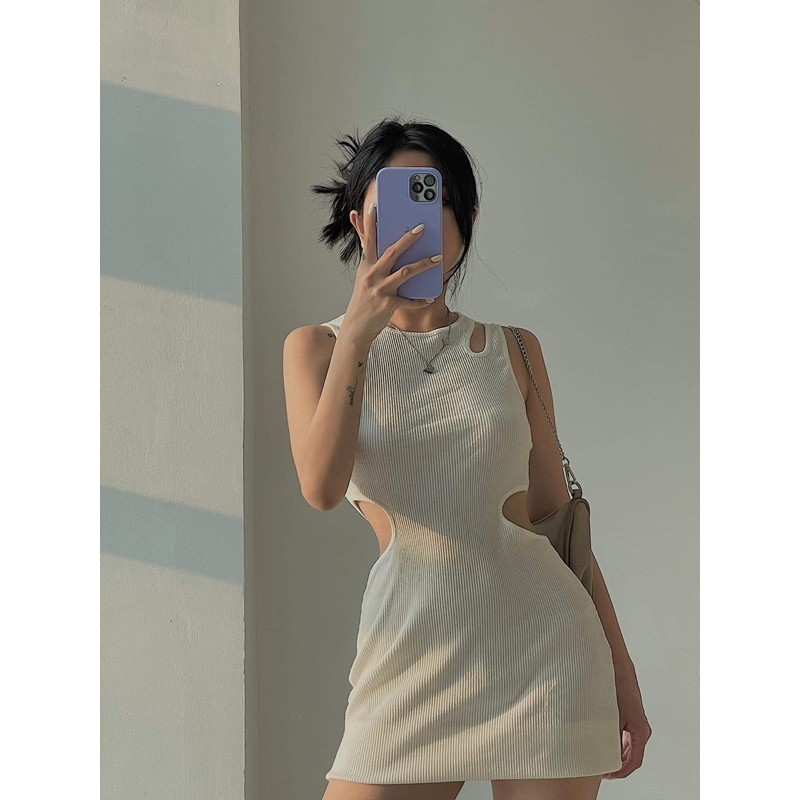 Đầm thun khoét eo - D180