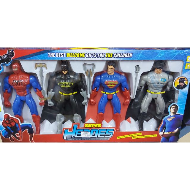 [KHO ĐỒ CHƠI TRẺ EM] Hộp Siêu Nhân 4 Anh Hùng (Người Nhện , Bat Man , SuperMan , ZORRO ) Loại Lớn