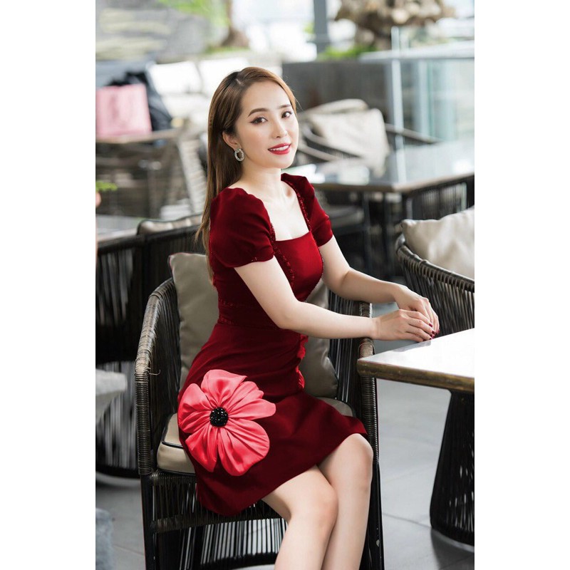 ĐẦM CHỮ A XẾP LY BO EO  ĐÍNH HOA SỨ