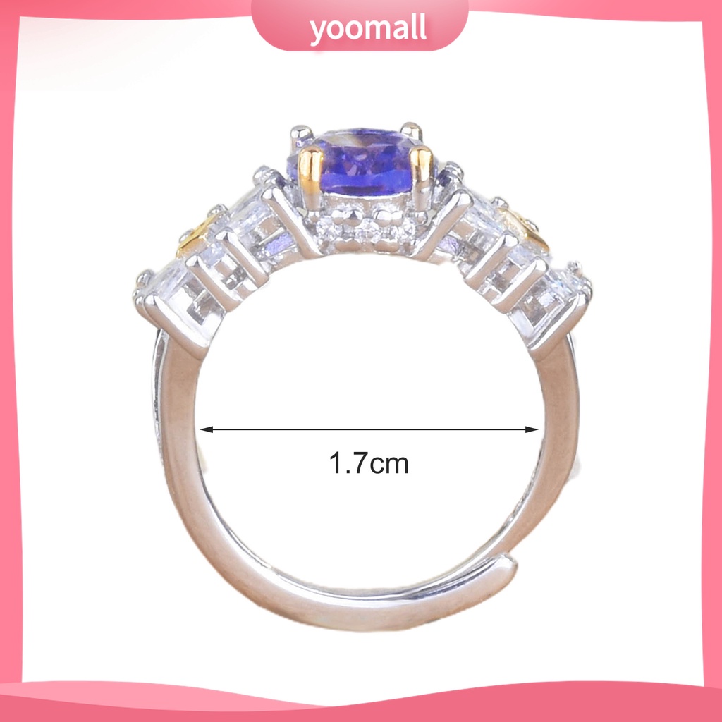 Yomall♡ Nhẫn Hở Đính Đá Thạch Anh Tím Nhân Tạo Tinh Tế Có Thể Điều Chỉnh Cho Nữ