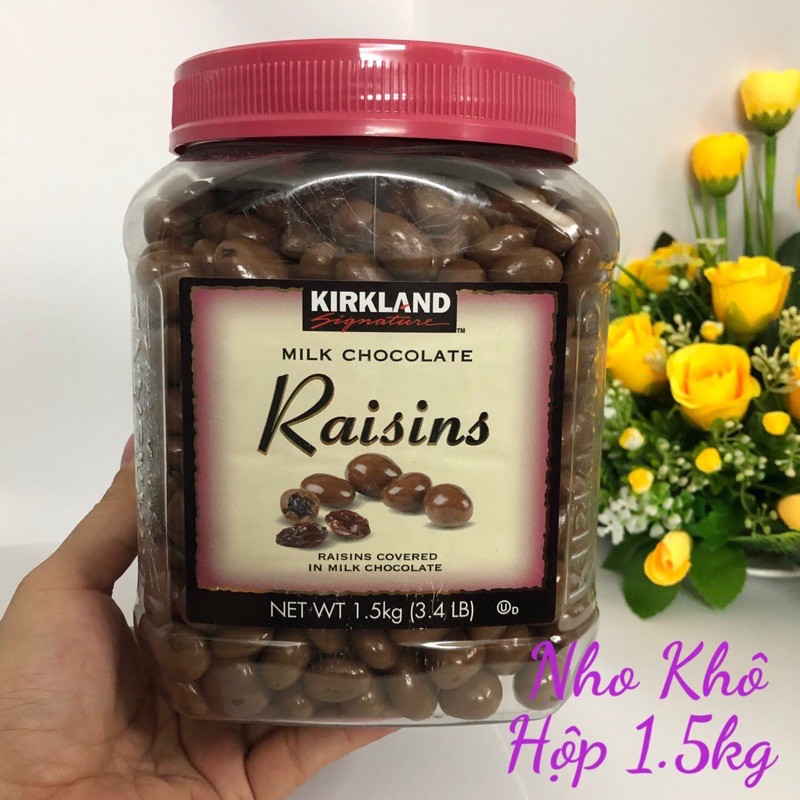 ❤ [Date 11/2021] Socola sữa Nho Khô/ Hạnh Nhân Kirkland Milk Chocolate Raisins Almonds 1.5kg Mỹ