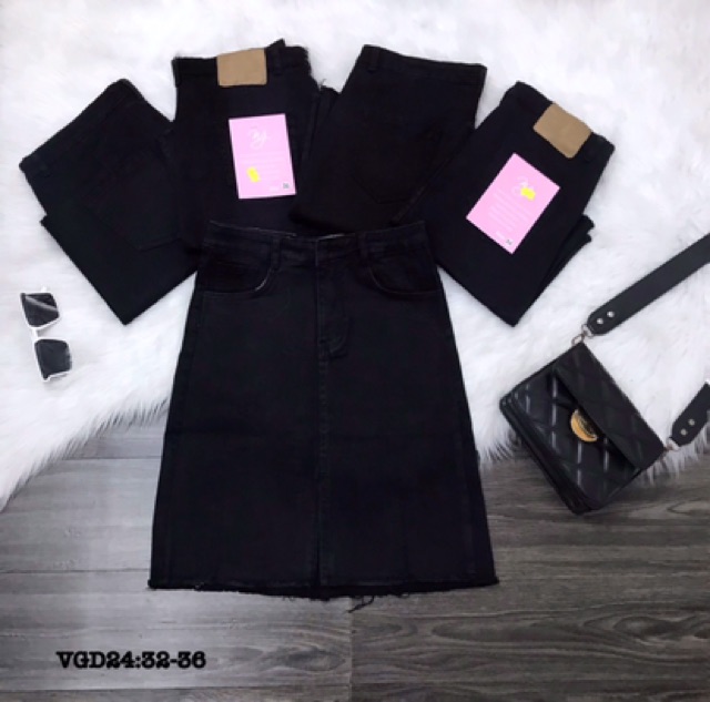 Bigsize Chân váy jean đen VGD24 (32-36) | BigBuy360 - bigbuy360.vn