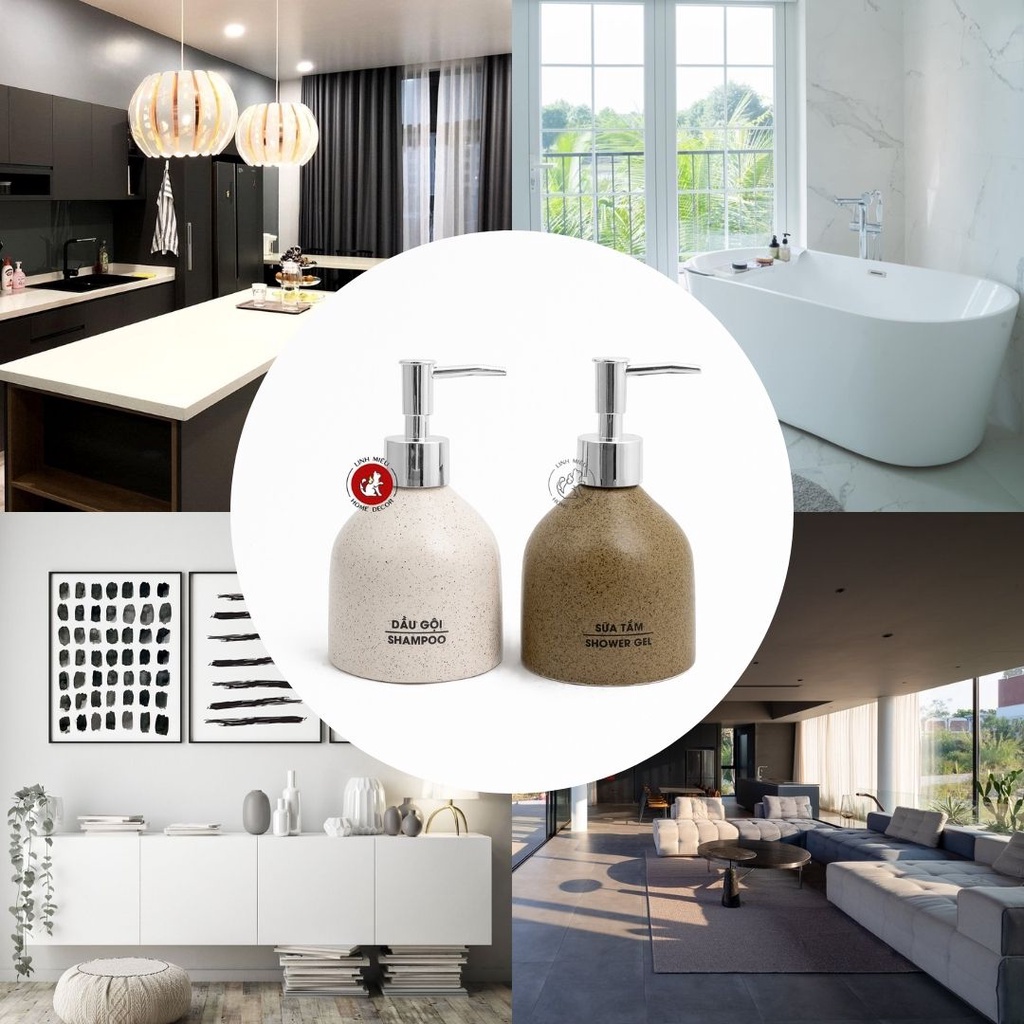 Lọ sứ đựng nước rửa tay dầu gội sữa tắm dầu xả khách sạn cao cấp Bát Tràng - dáng đế bằng