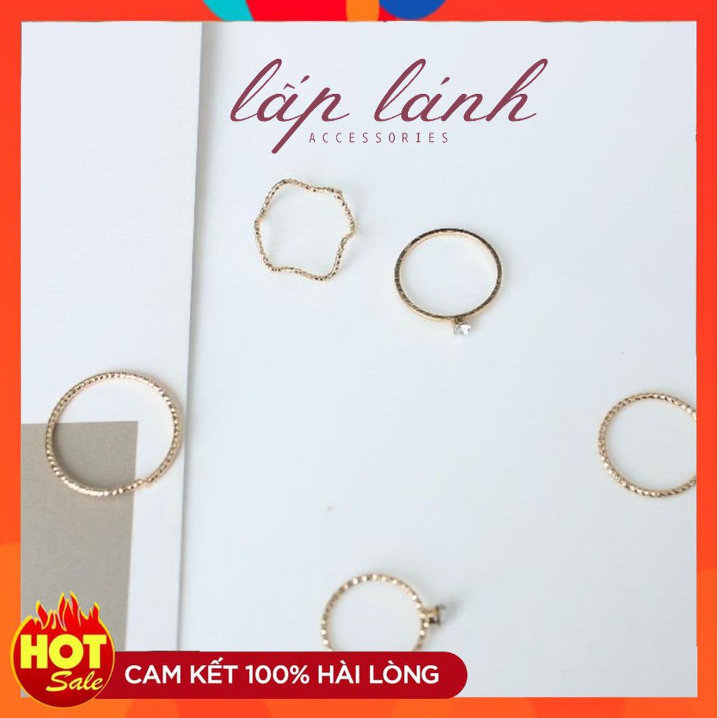 [Mã FAMARAL2 giảm 10K đơn 50K][Có sẵn] SET NHẪN 5 CHIẾC ĐEO NGÓN TAY THỜI TRANG CÁ TÍNH PHONG CÁCH CHÂU MỸ 214SNH03