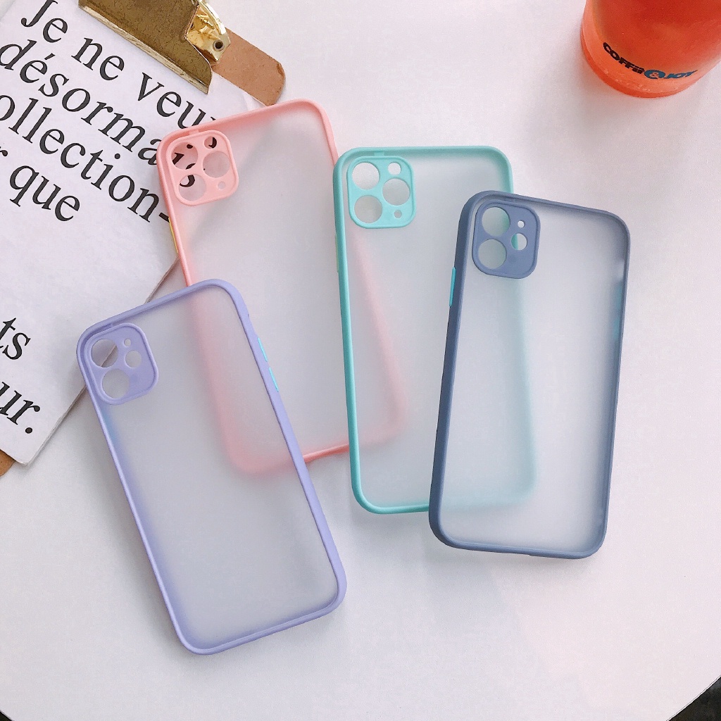 Ốp iPhone nhám mờ viền màu bảo vệ camera dành cho iPhone 7 8 7 Plus 8 Plus X Xs Xr XsMax iPhone 11 11 Pro 11 Promax