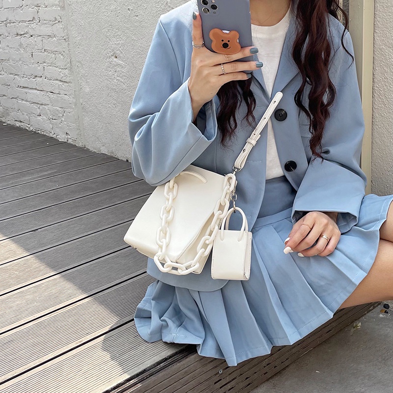 Túi đeo chéo IELGY phối chuỗi xích xách tay thời trang đơn giản dành cho nữ