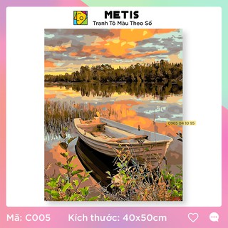 Tranh tô màu số hoá METIS Tranh phong cảnh bờ hồ đẹp C005