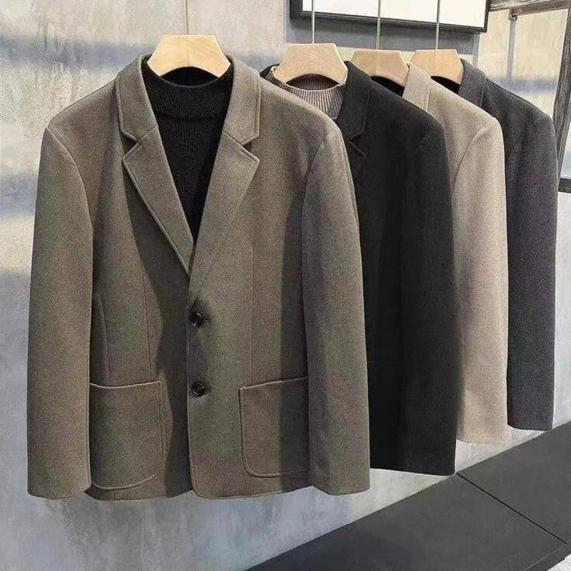 Áo Khoác blazer Len Ôm Dáng Phong Cách Doanh Nhân Hàn Quốc Đơn Giản Vừa Vặn Cho Nam