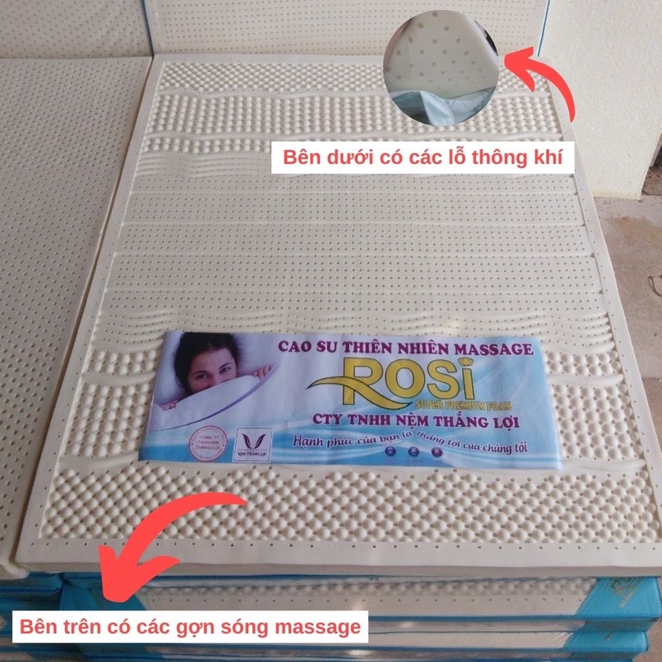 Nệm Cao Su Đàn Hồi ROSI MASSAGE Thắng Lợi Thiên Nhiên Cao Cấp Đủ Size Từ 1m2 Đến 2m Giúp Bạn Có 1 Giấc Ngủ Ngon