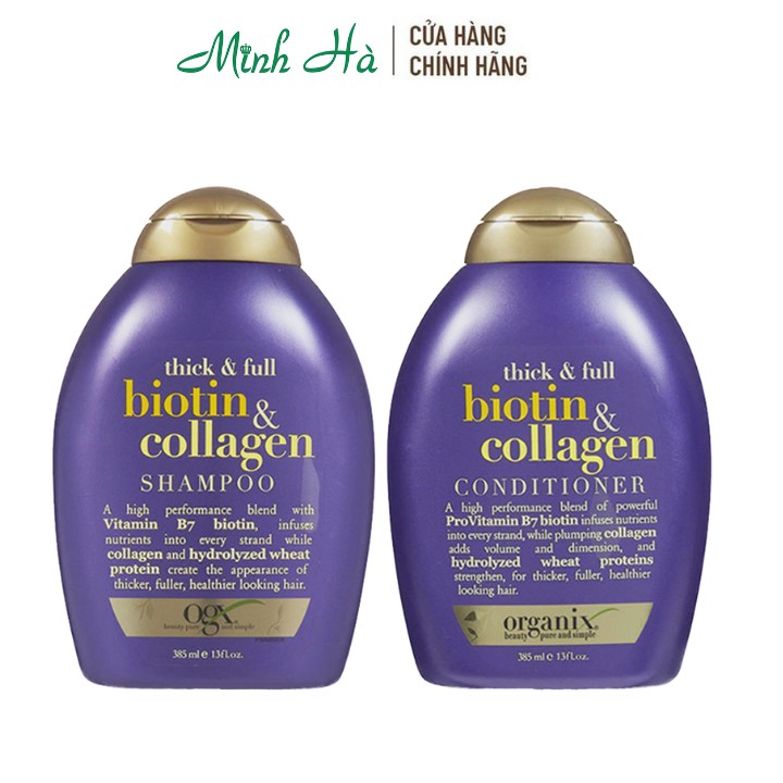 Combo 2 chai dầu gội xả Biotin Collagen Thick & Full OGX bản Mỹ dưỡng mọc tóc ,giảm gãy rụng - mỹ phẩm MINH HÀ cosmetics