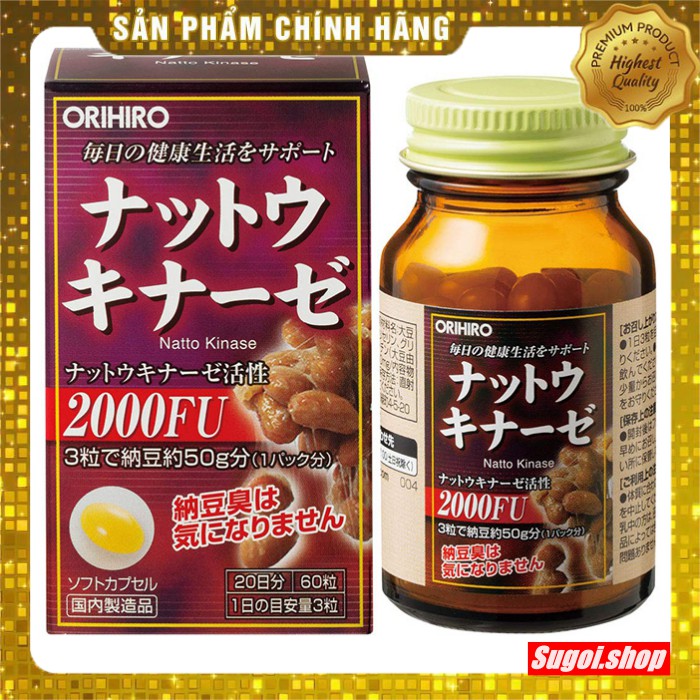 Viên uống chống đột quỵ, tai biến Natto Kinase 2000FU Orihiro Nhật.