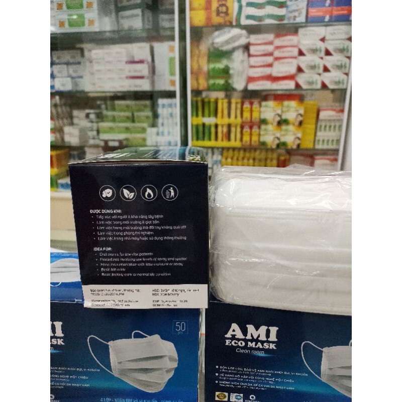 KHẨU TRANG AMI 4 LỚP MÀU TRẮNG (HỘP 50 CÁI) | BigBuy360 - bigbuy360.vn