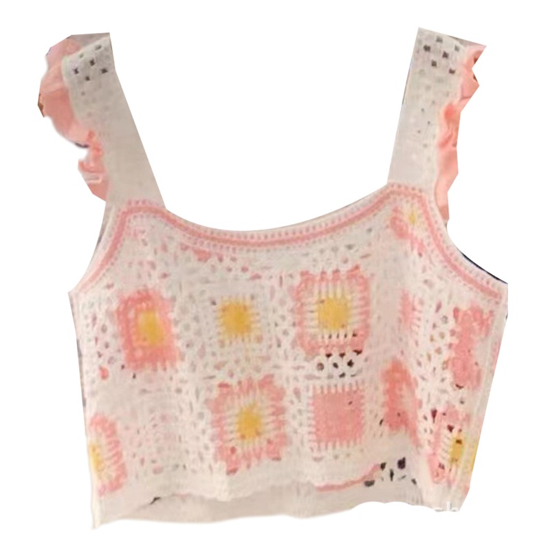 Áo Tank Top Dệt Kim Không Tay Khoét Lỗ Dễ Thương Thời Trang Cho Bạn Gái